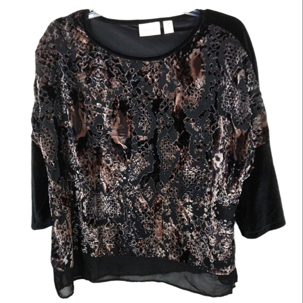 Chico's Velvet Animal Print Top size Large (2)